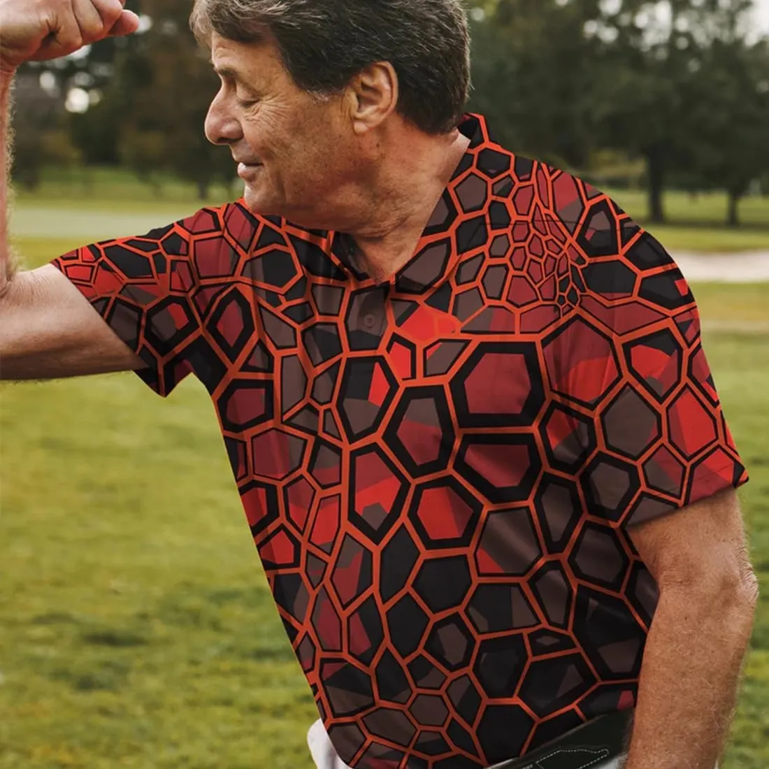 Mens Golf Shirt Print Polo Shirts for Men Performance Polo Quick-Dry