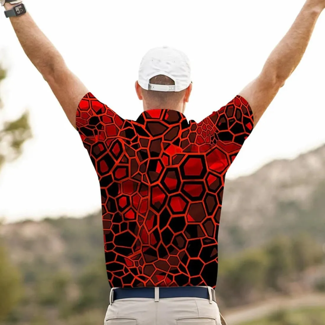 Mens Golf Shirt Print Polo Shirts for Men Performance Polo Quick-Dry