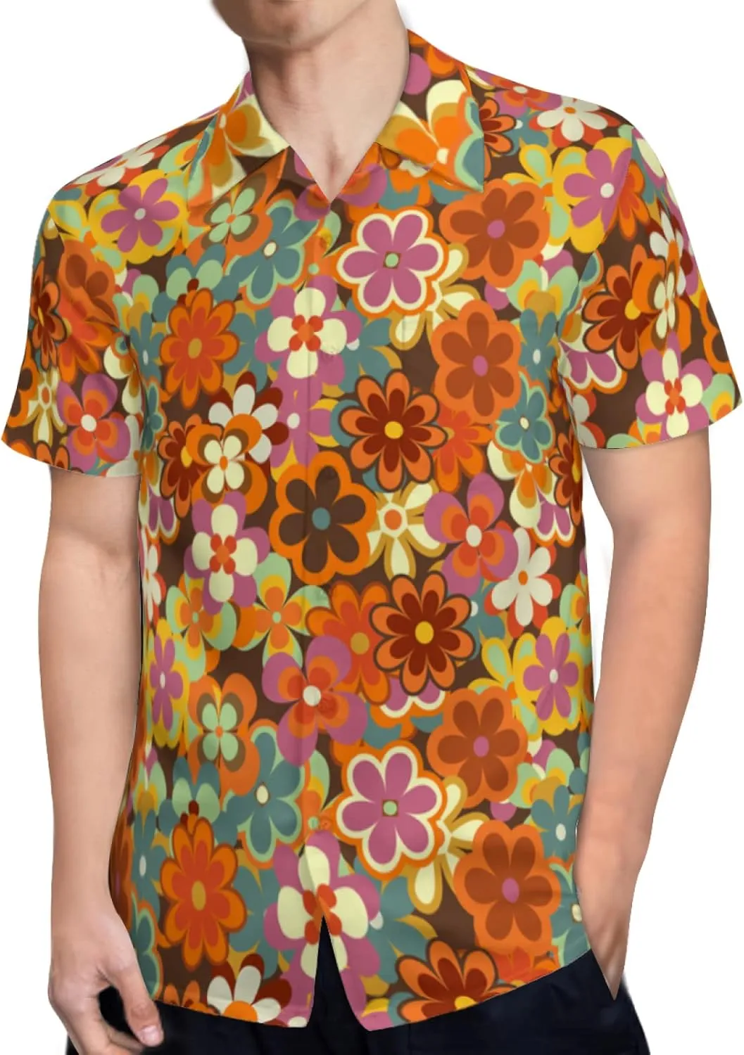 Mens Hawaiian Shirts Short Sleeve Button Up Beach Shirts