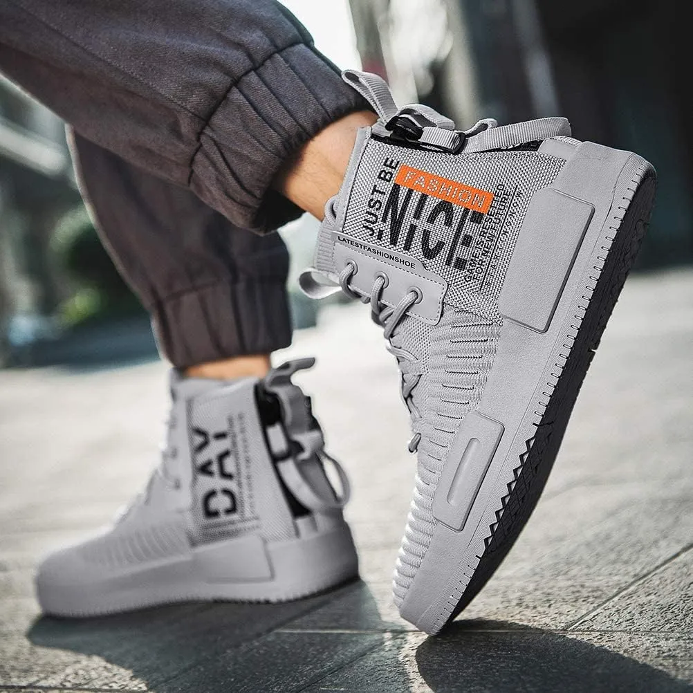 Men’s High Top Fashion Sneaker Casual Slip on Walking Shoes for Men