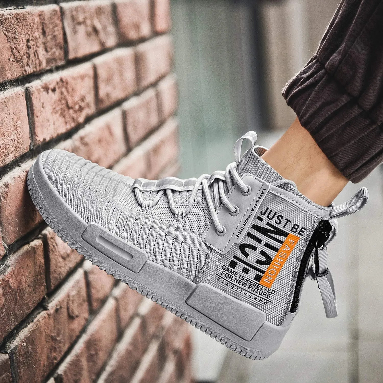 Men’s High Top Fashion Sneaker Casual Slip on Walking Shoes for Men