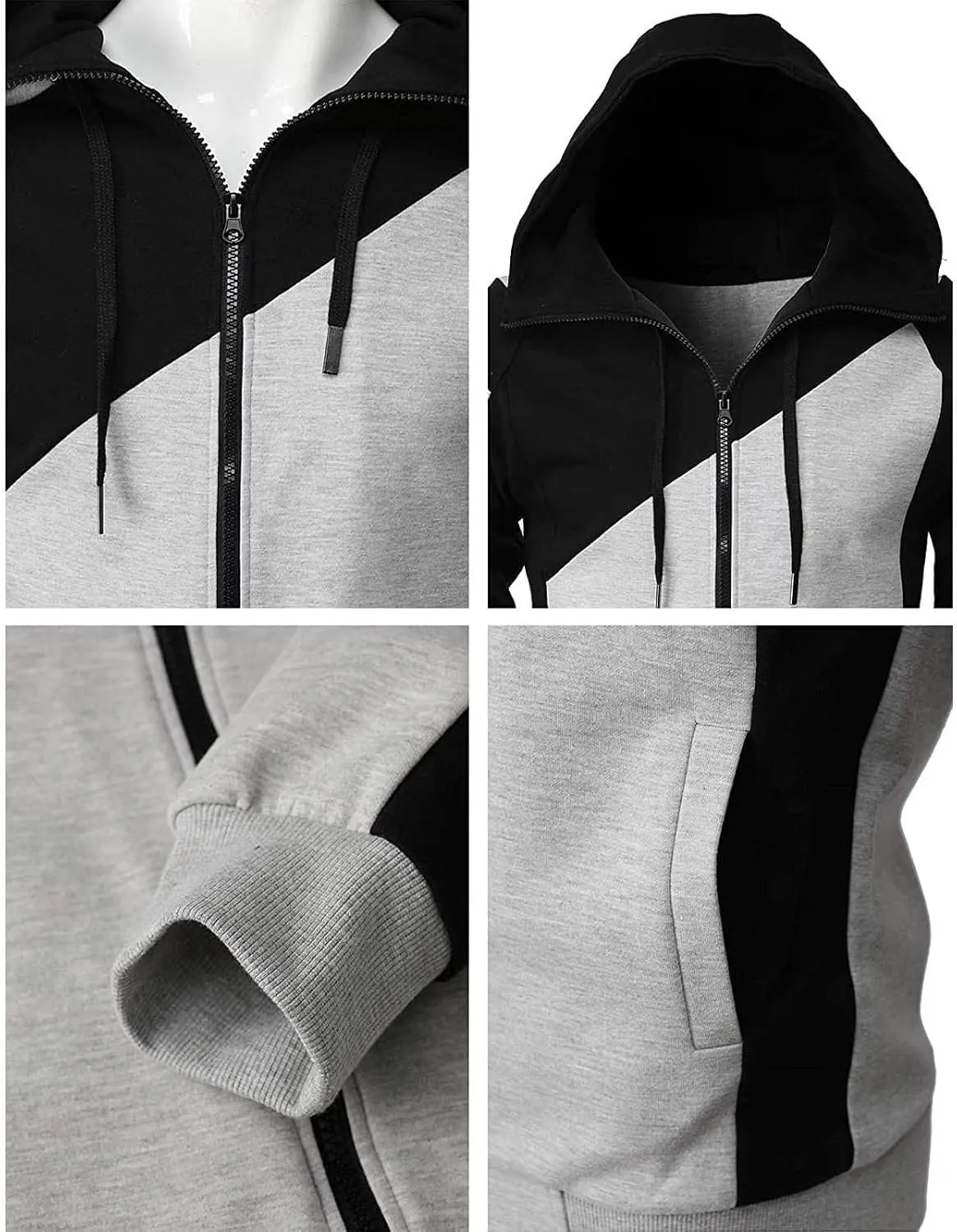 Men's Hoodies Casual Hooded Sweatshirts Training Long Sleeve Hoodies Zip Up Hoodies Solid Color Fall Pullover