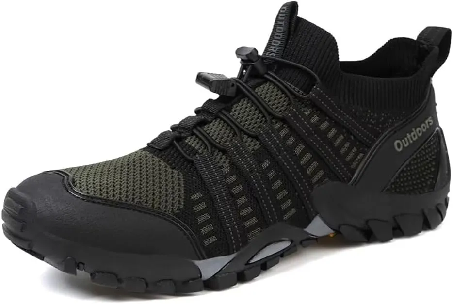 Men's Outdoor Stretch Mesh Hiking Shoe Comfortable Low Sneaker Lightweight Breathable Non-Slip Trekking Trails Shoes Casual Portable Slip on for Beach Fishing Water Sandals