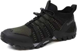 Men's Outdoor Stretch Mesh Hiking Shoe Comfortable Low Sneaker Lightweight Breathable Non-Slip Trekking Trails Shoes Casual Portable Slip on for Beach Fishing Water Sandals