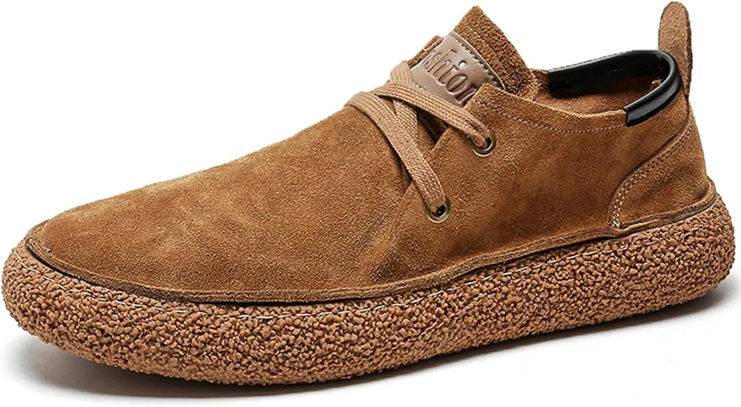 Men's Retro Suede Soft Sole Lace-Up Board Shoes Fashionable and Comfortable Non-Slip Flat Walking Shoes Classic Modern Brushed Leather Oxfords