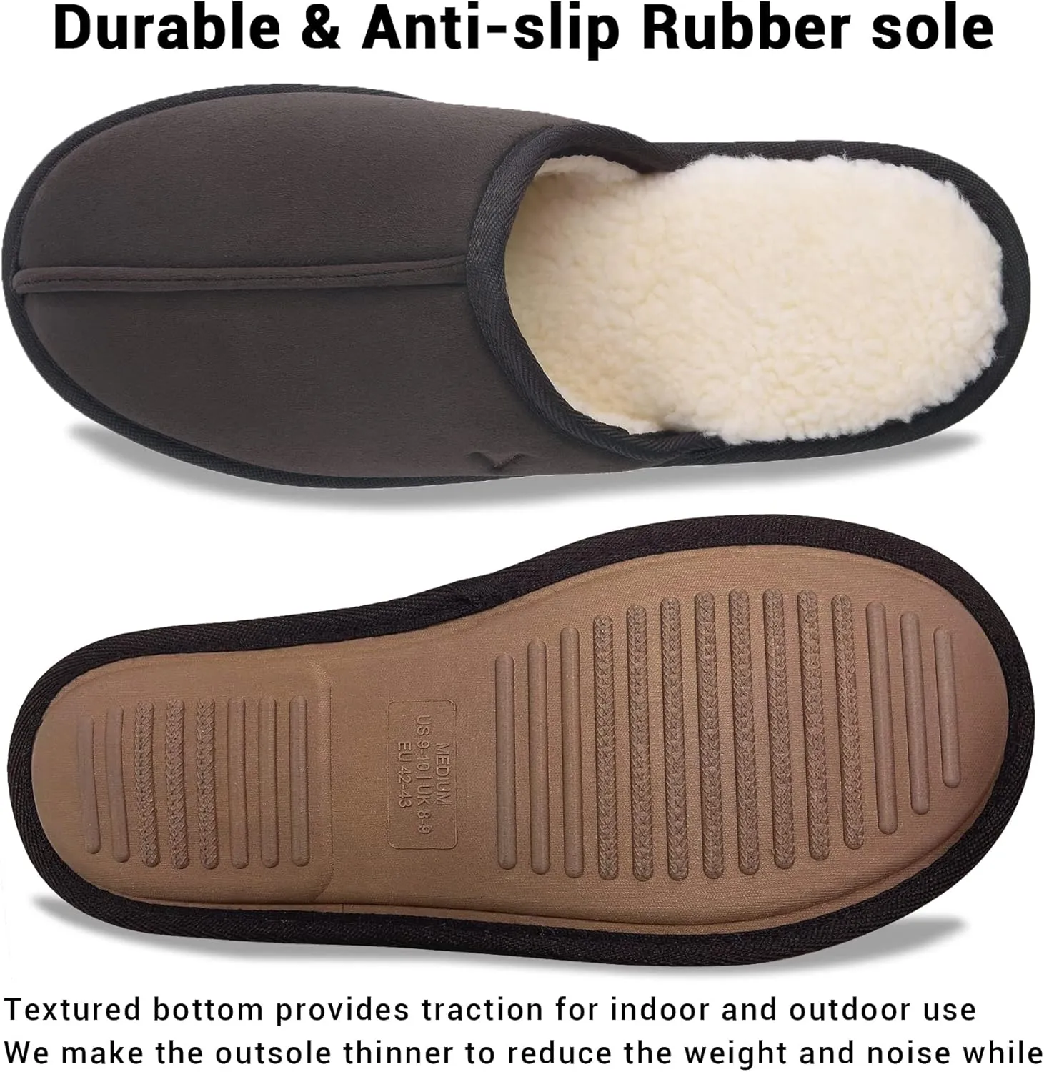 Mens Scuff Slippers Micro Suede Memory Foam Slide Clogs Slip on Indoor Outdoor House Shoes