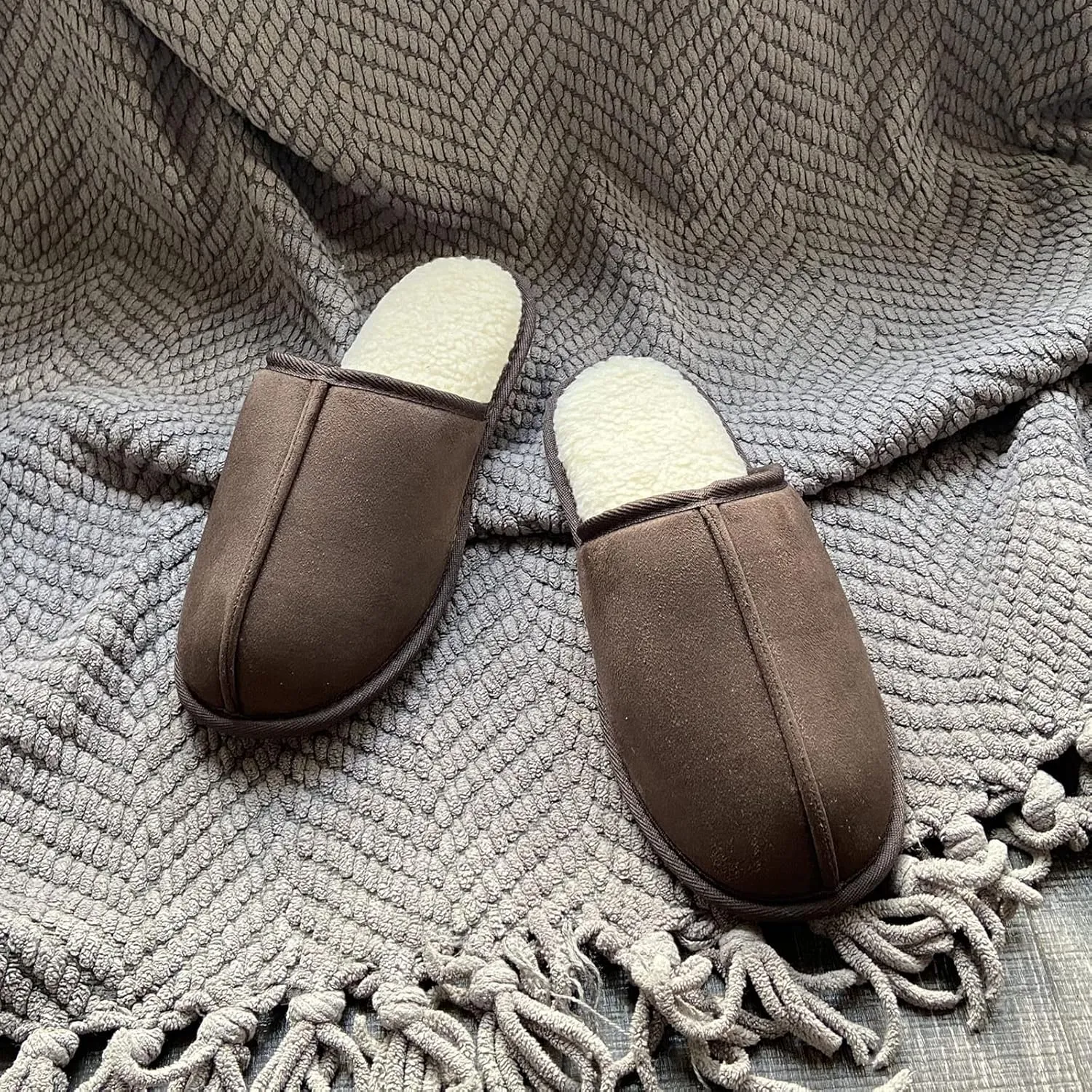 Mens Scuff Slippers Micro Suede Memory Foam Slide Clogs Slip on Indoor Outdoor House Shoes