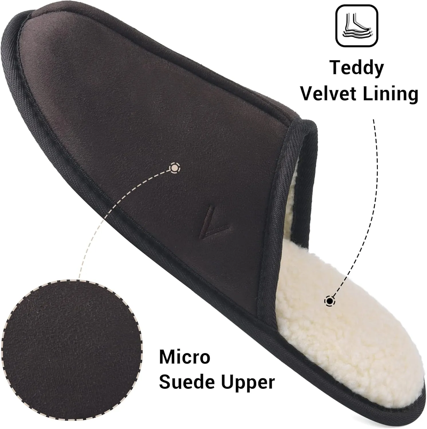 Mens Scuff Slippers Micro Suede Memory Foam Slide Clogs Slip on Indoor Outdoor House Shoes