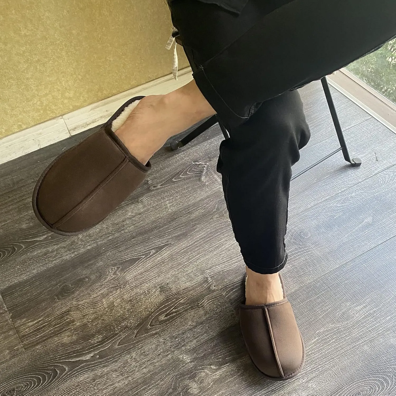Mens Scuff Slippers Micro Suede Memory Foam Slide Clogs Slip on Indoor Outdoor House Shoes