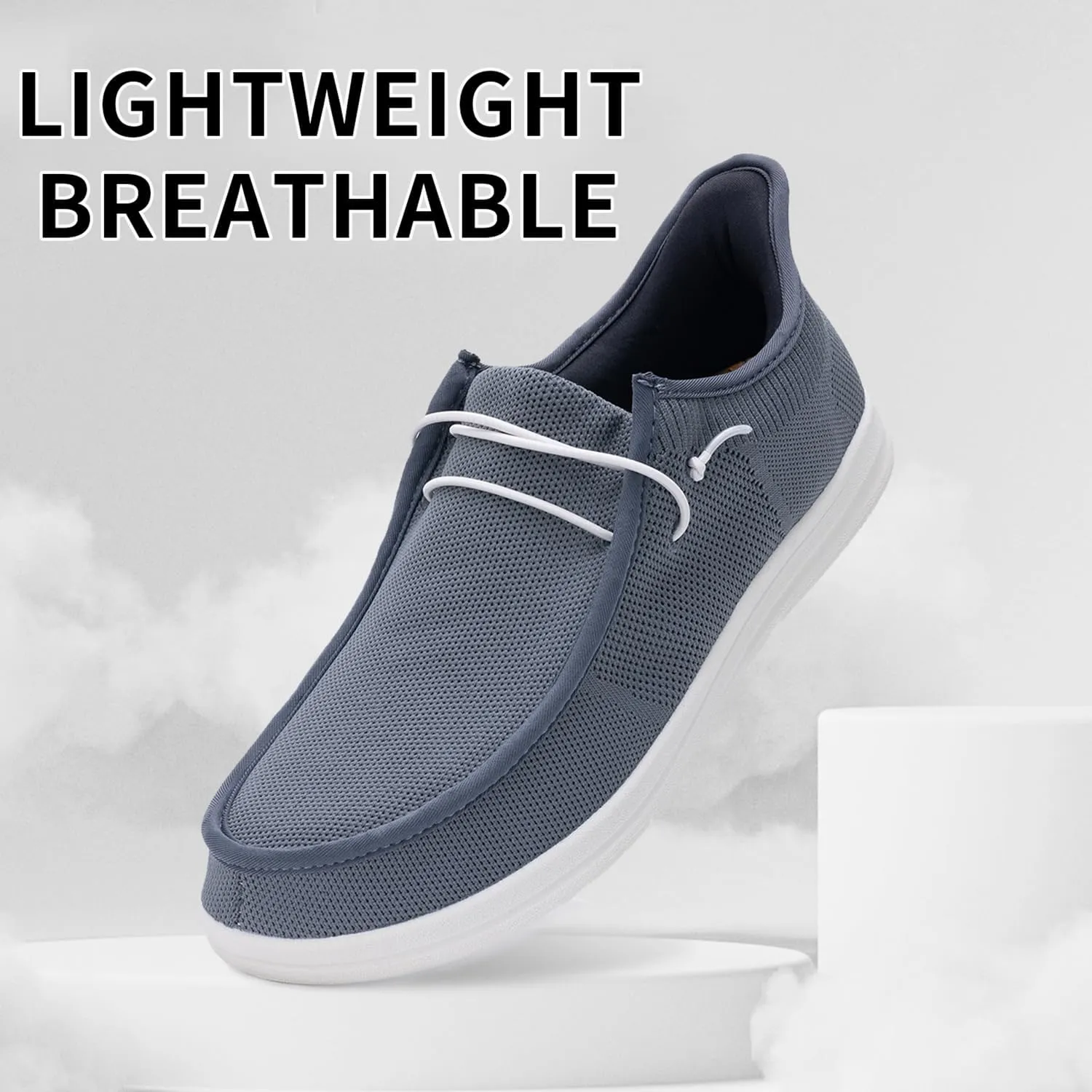 Men's Slip On Casual Shoes Arch Support Waking Loafers Non Slip Fashion Canvas Driving Boat Shoes Size 8-13