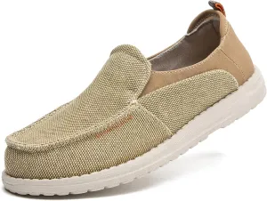 Men's Slip On Deck Shoes Casual Canvas Loafers Slip-Ons Hands Free Comfortable Stretch Flat Boat Shoes