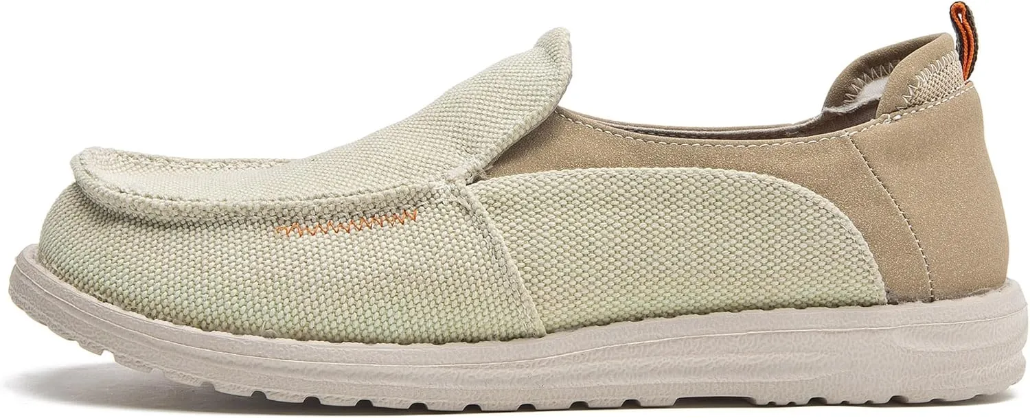 Men's Slip On Deck Shoes Casual Canvas Loafers Slip-Ons Hands Free Comfortable Stretch Flat Boat Shoes