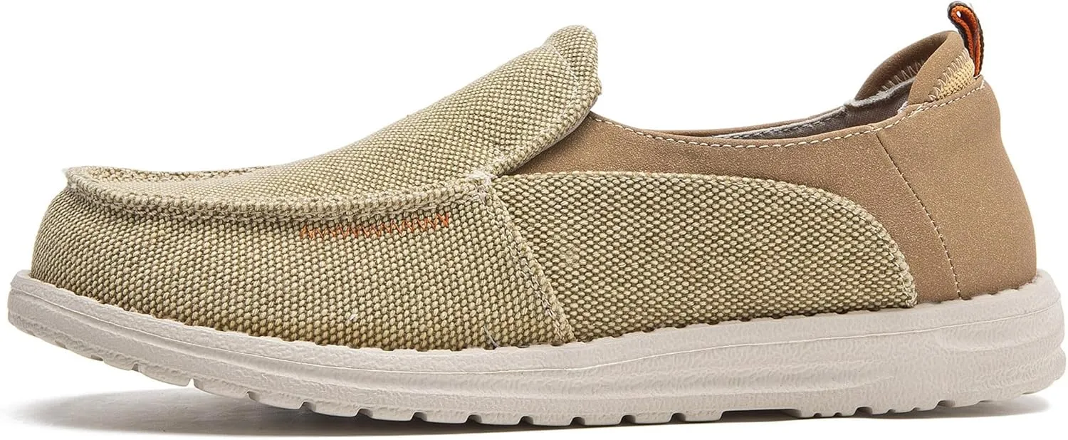 Men's Slip On Deck Shoes Casual Canvas Loafers Slip-Ons Hands Free Comfortable Stretch Flat Boat Shoes