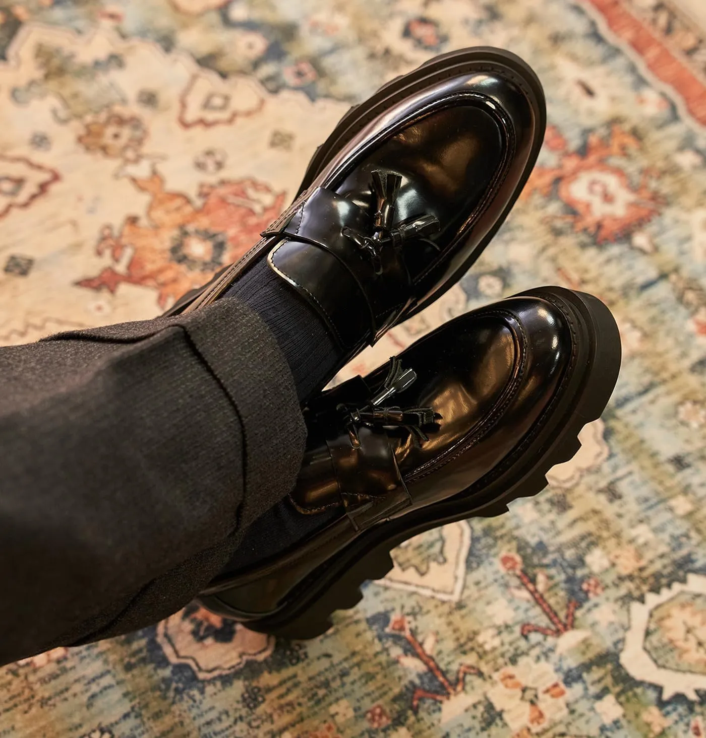 Men's Slip-On Tassel Loafers - Patent Leather Dress Shoes for Casual, Business, Wedding & Prom - Modern Penny Loafers for Suits & Tuxedos