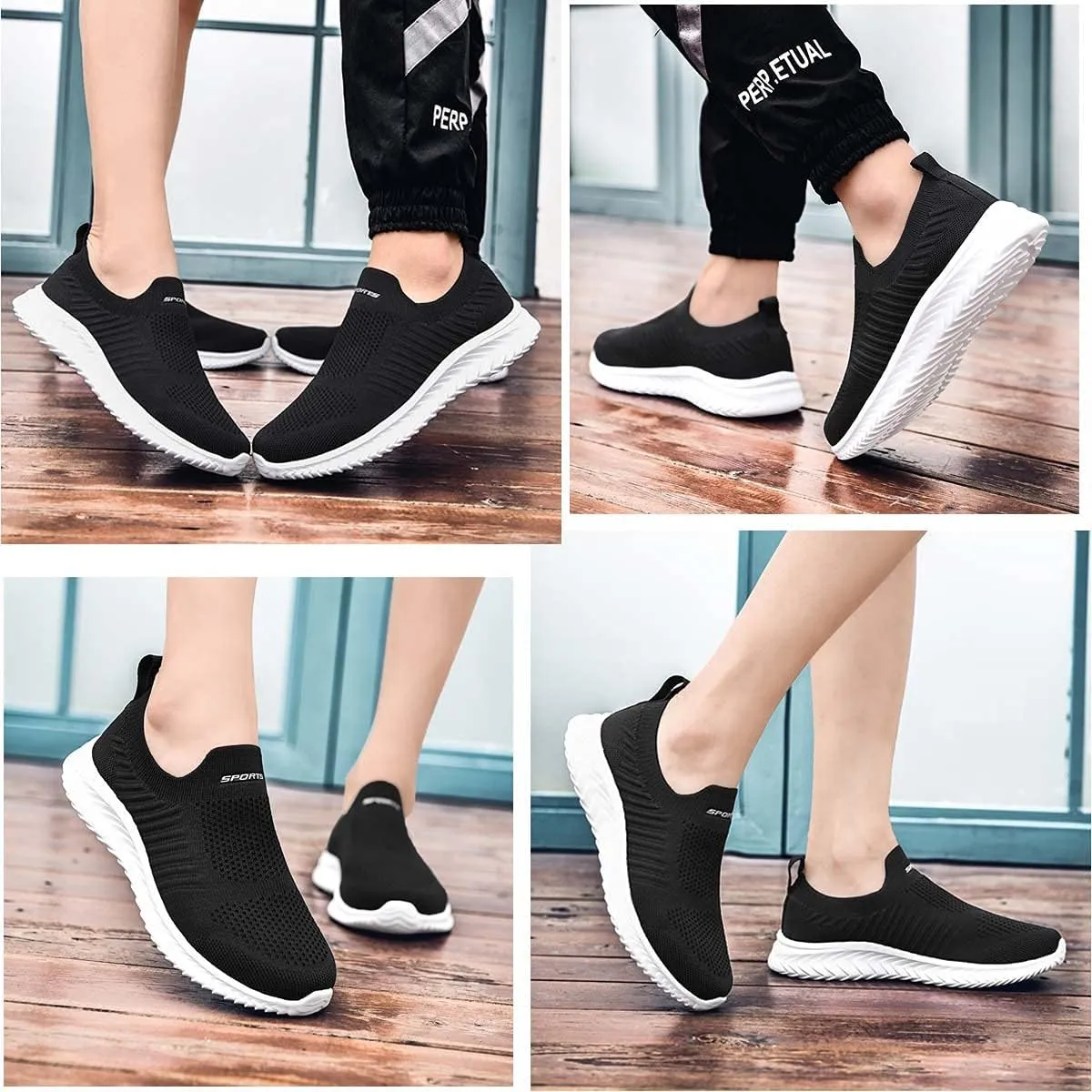 Men's Women's Lightweight Knitted Fabric Flat Soles Easy-to-Wear Socks Running Shoes Multiple Colors Indoor and Outdoor
