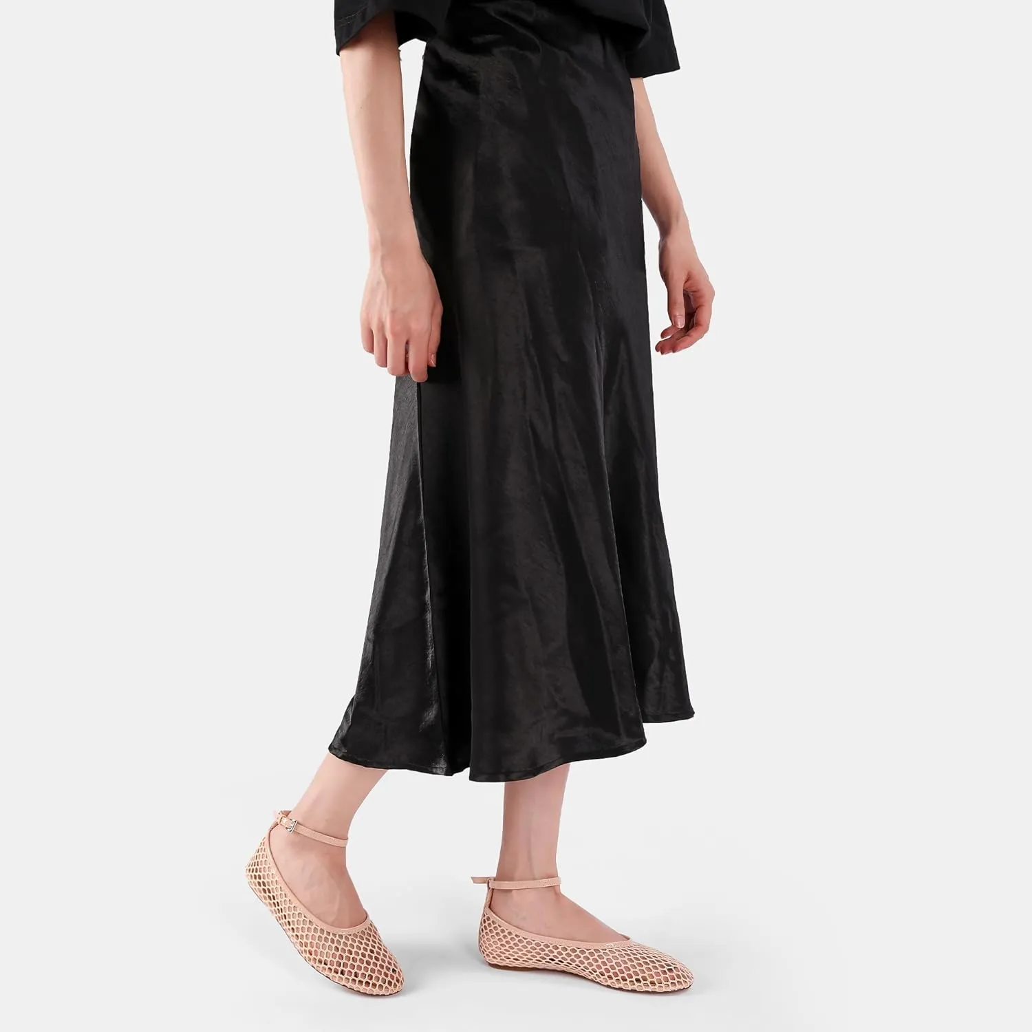Mesh Ankle Strap Flats for Women Round Toe Ballet Flats Shoes,Casual Mary Jane Flats Comfortable Daily Dress Shoes