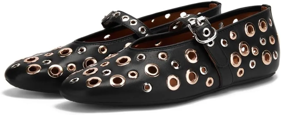 Mesh Ballet Flats for Women Buckle Strap Ballerina Flats Comfy Casual Daily Dress Perforated Mary Jane Flats