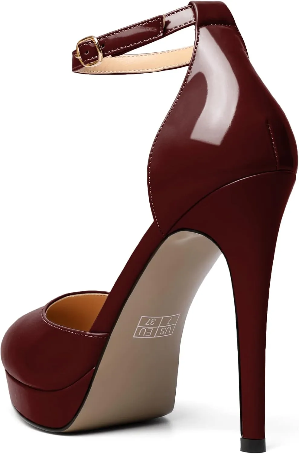 Mettesally Women's Platform Stiletto Pumps Pointed Toe Thin High Heels Ankle Strap Sandals Slip On Wedding Party Shoes