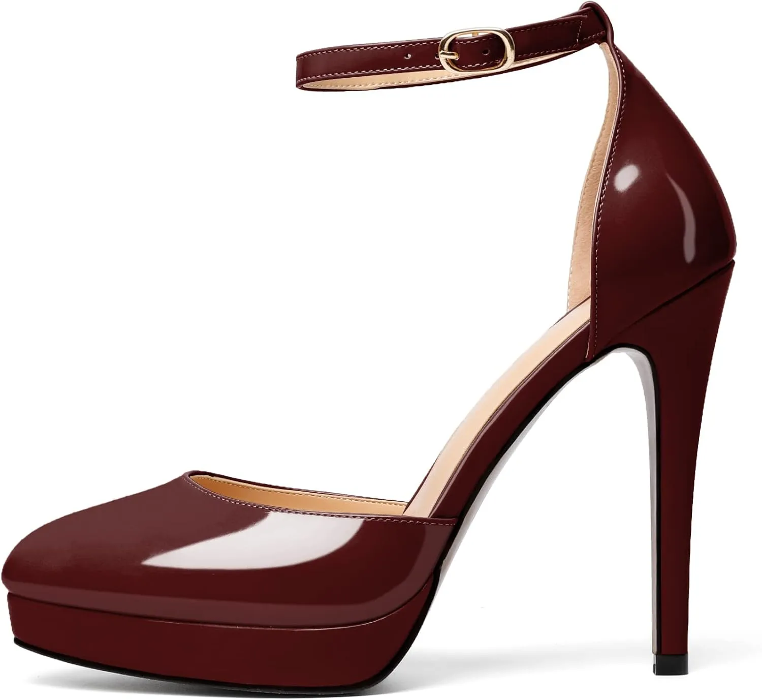 Mettesally Women's Platform Stiletto Pumps Pointed Toe Thin High Heels Ankle Strap Sandals Slip On Wedding Party Shoes