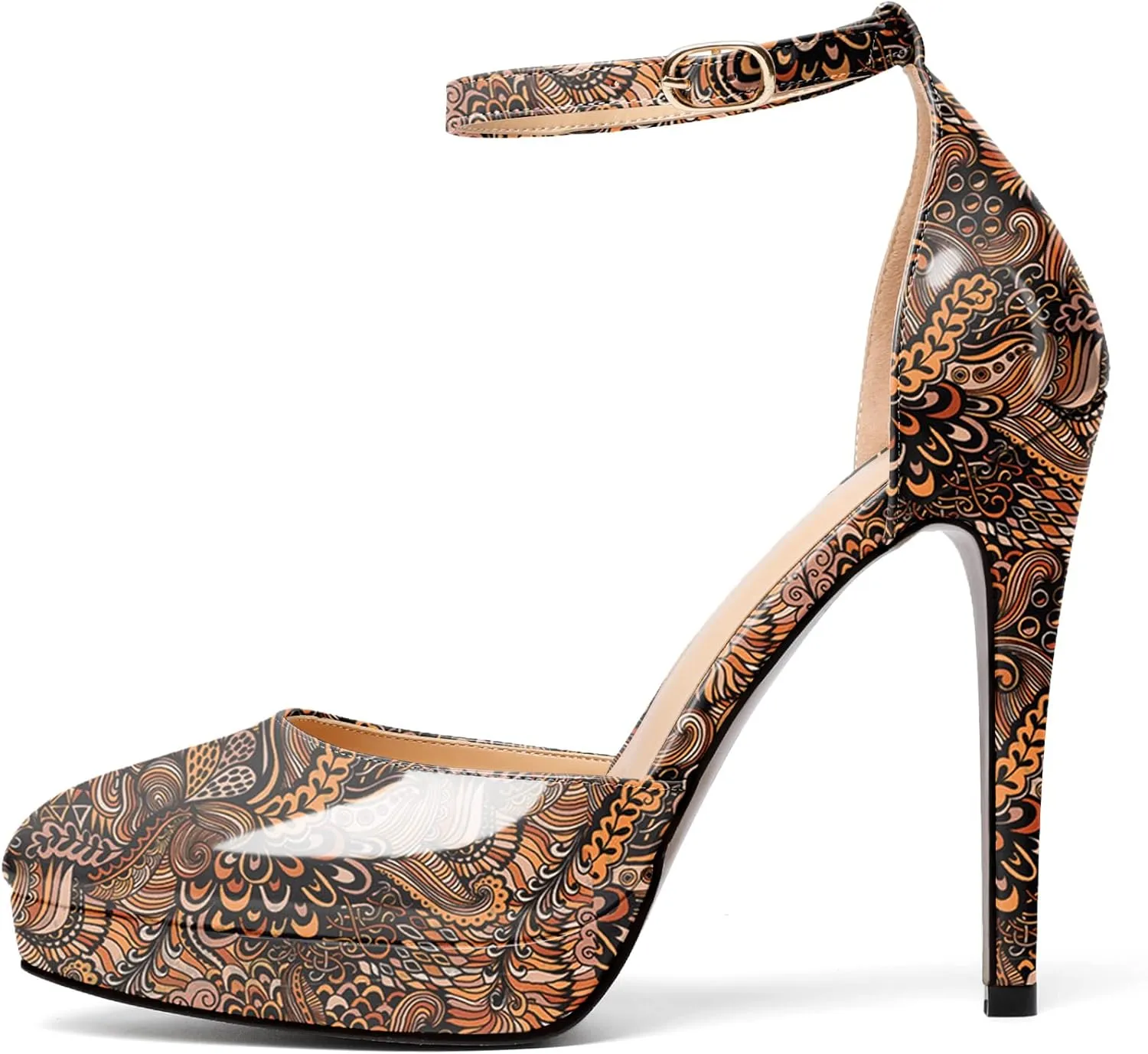 Mettesally Women's Platform Stiletto Pumps Pointed Toe Thin High Heels Ankle Strap Sandals Slip On Wedding Party Shoes