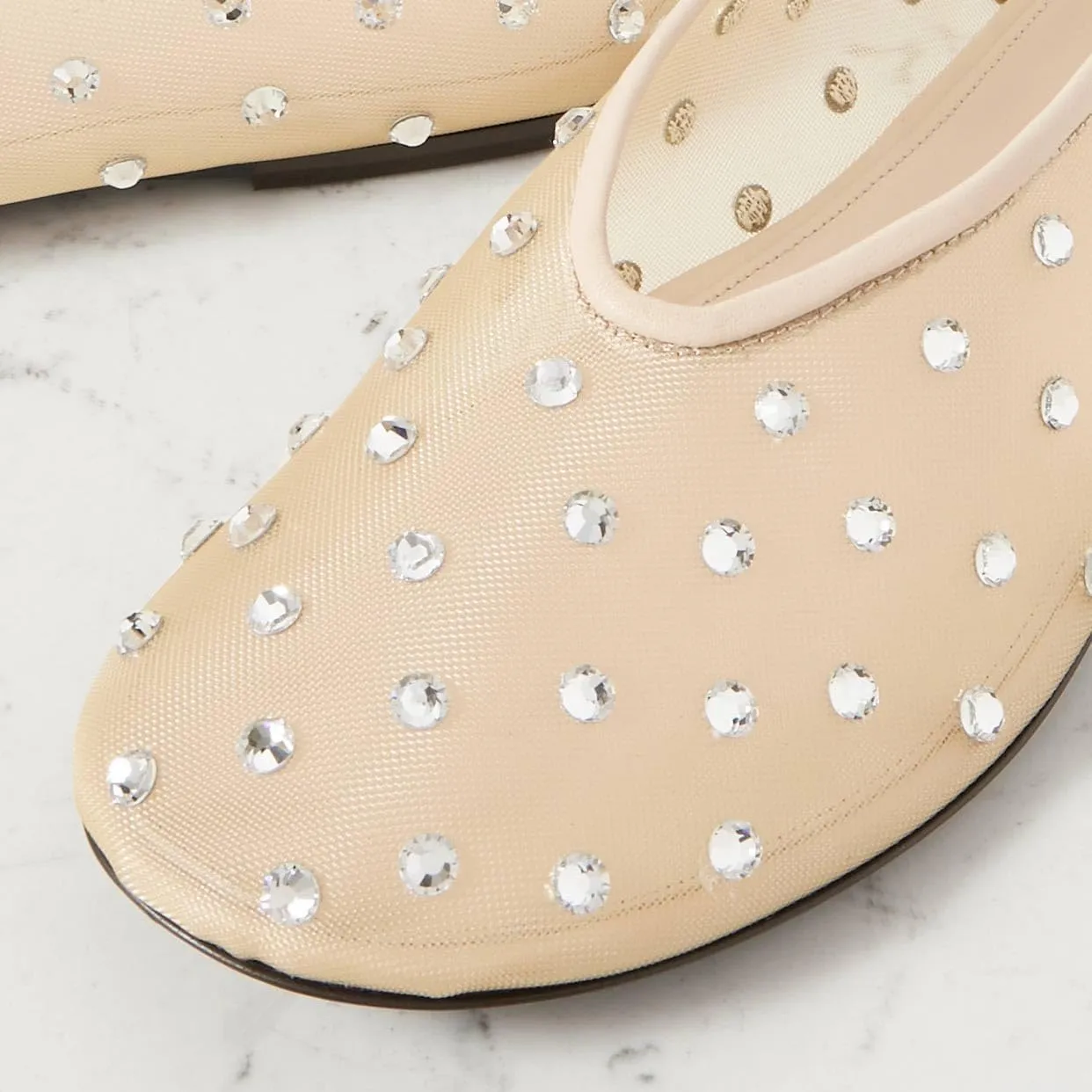 MICIFA Crystal Mesh Ballet Flats for Women Rhinestone Flat Shoes Round Toe Sparkly Ballerina Shoes Mesh Glitter Casual Wedding Dress Flats