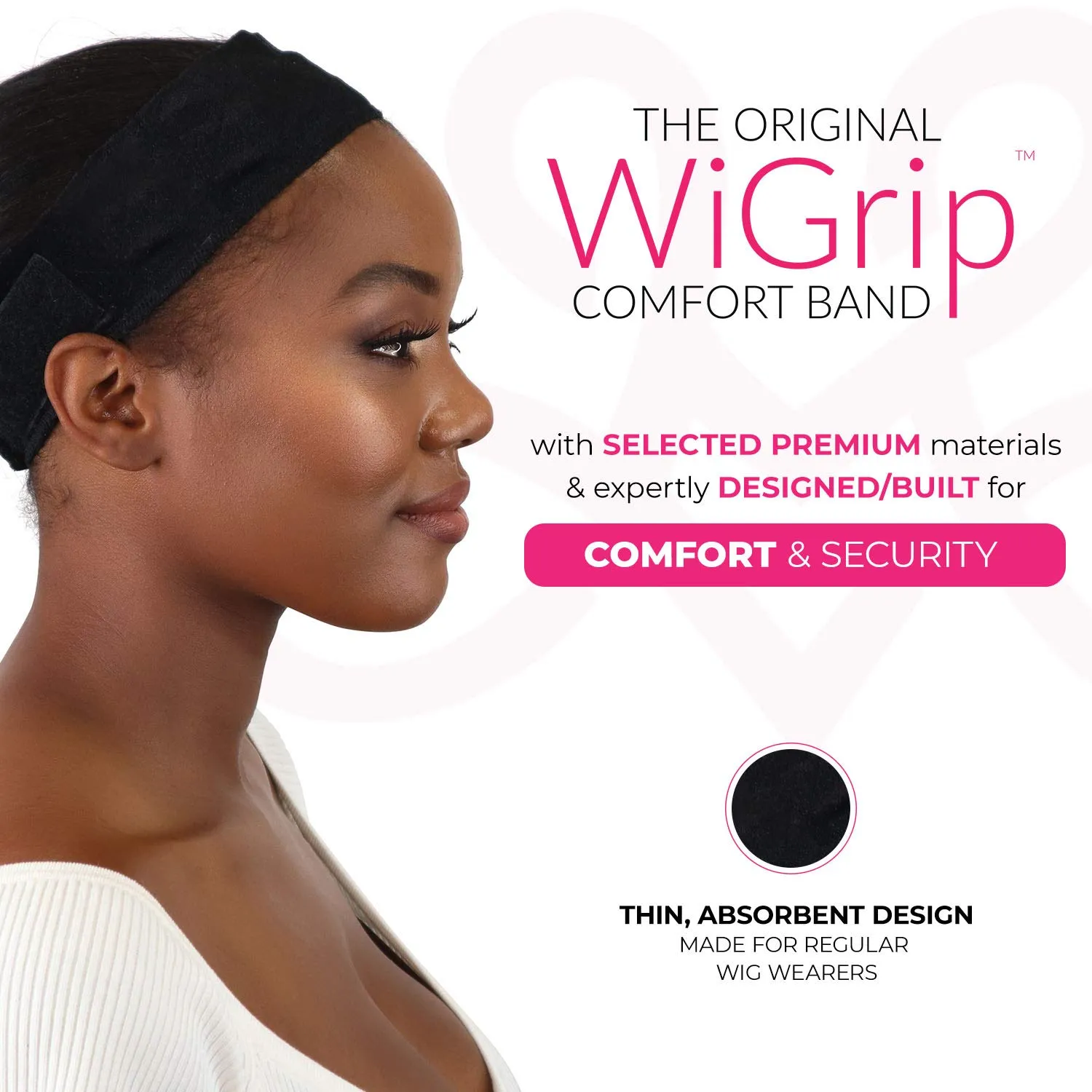 MILANO COLLECTION WiGrip, The Original Comfort Grip Band, Adjustable Wig Bands for Women Provides Glueless Support, Non-Slip Wig Grip Headbands for Women Tension-Free, One Size Fits All, Black, 3 Pack