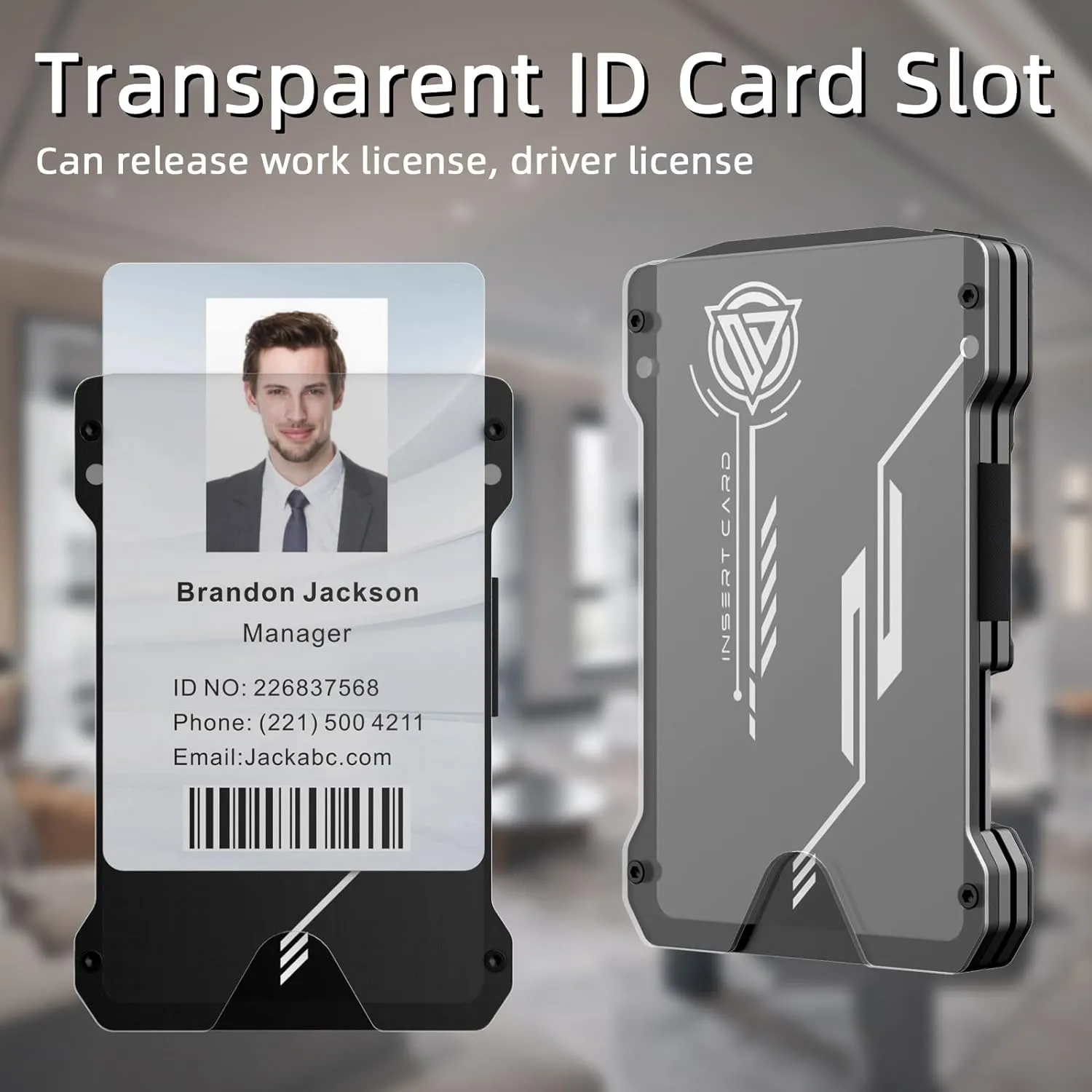 Minimalist Wallet for Men- Slim Aluminum Metal Money Clip Wallet with Clear ID Card Holder, Carbon Fiber Wallet, RFID Blocking,Holds up 15 Cards with Cash Clip,Ultra-Thin Tactical Wallet-Gradient Grey