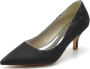 Minishion Wedding Shoes for Women Bridesmaid Slip on Lace Formal Prom Pumps BR050