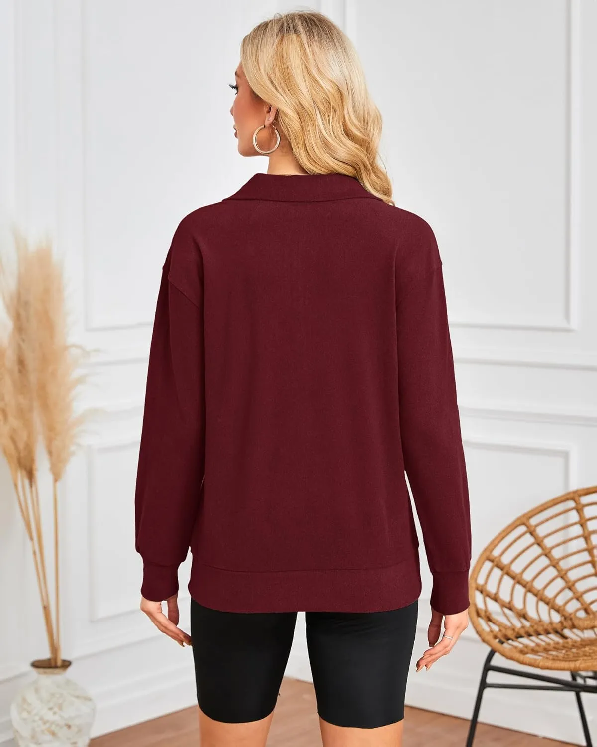 MISFAY Womens Half Zip Oversized Sweatshirts 2025 Casual Long Sleeve Hoodies Quarter Zip Up Pullover Fall Outfits with Pocket