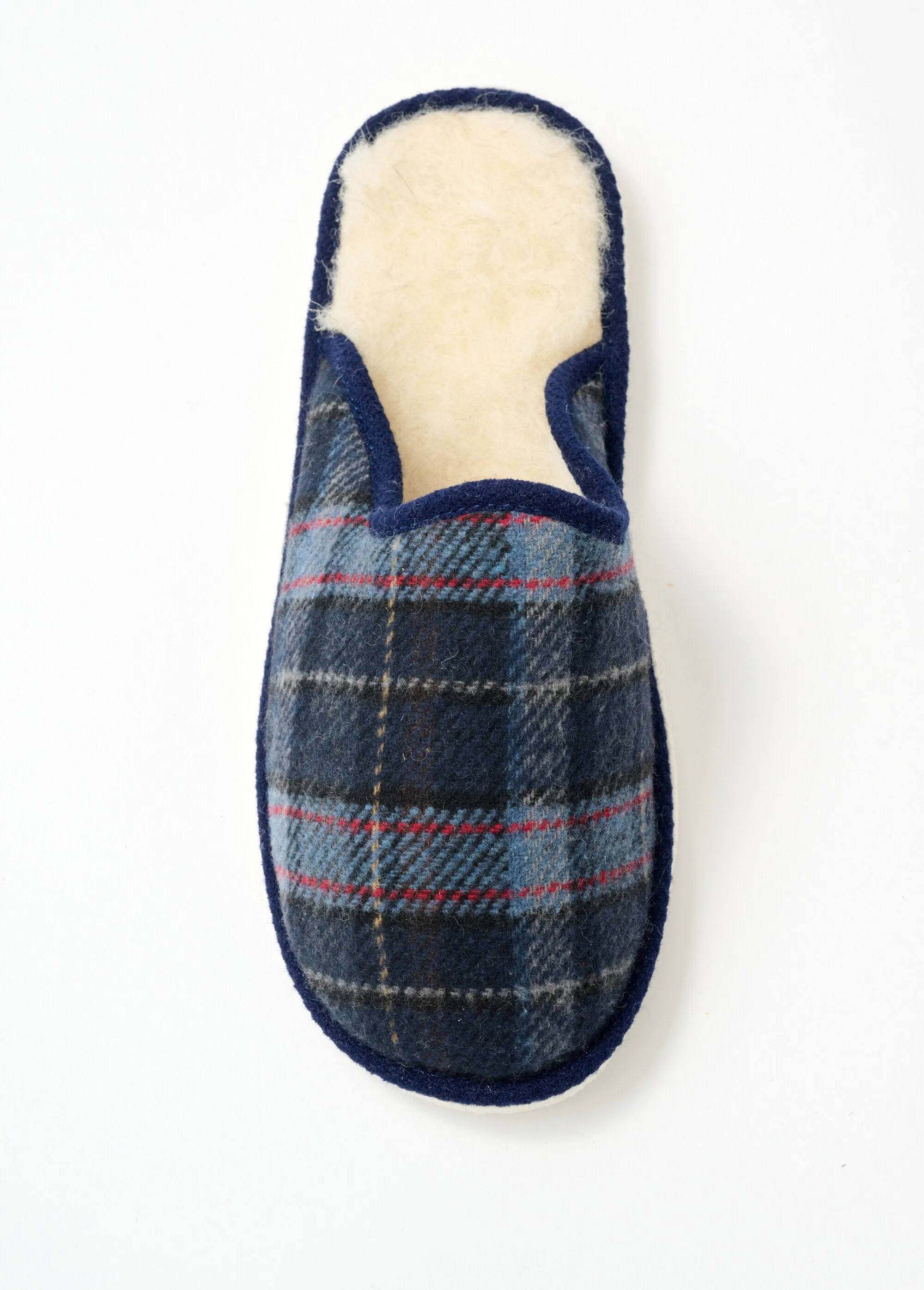 Mixed mule slippers in tartan fabric