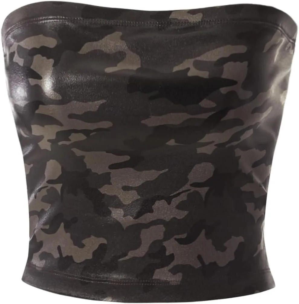 MixMatchy Women's Casual Strapless Print Tube Tops Strapless Sleeveless Bandeau Tops