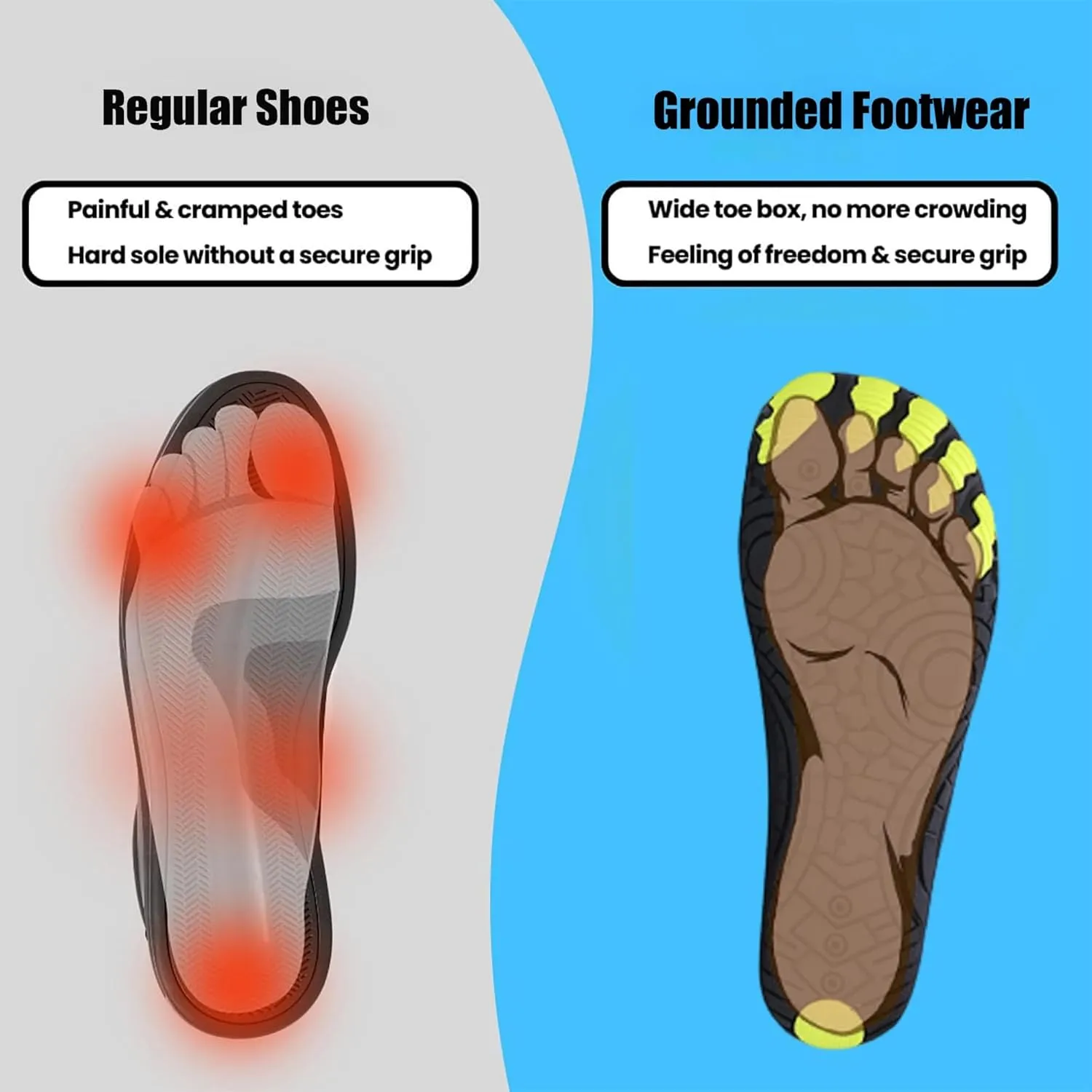 MOCHINI Hike Barefoot Shoes Grounded Footwear for Womens Men Non-Slip Wide Toe Neuropathy Beach Pool Aqua Swimming Surf Hiking Walking Quick Dry Water Shoes