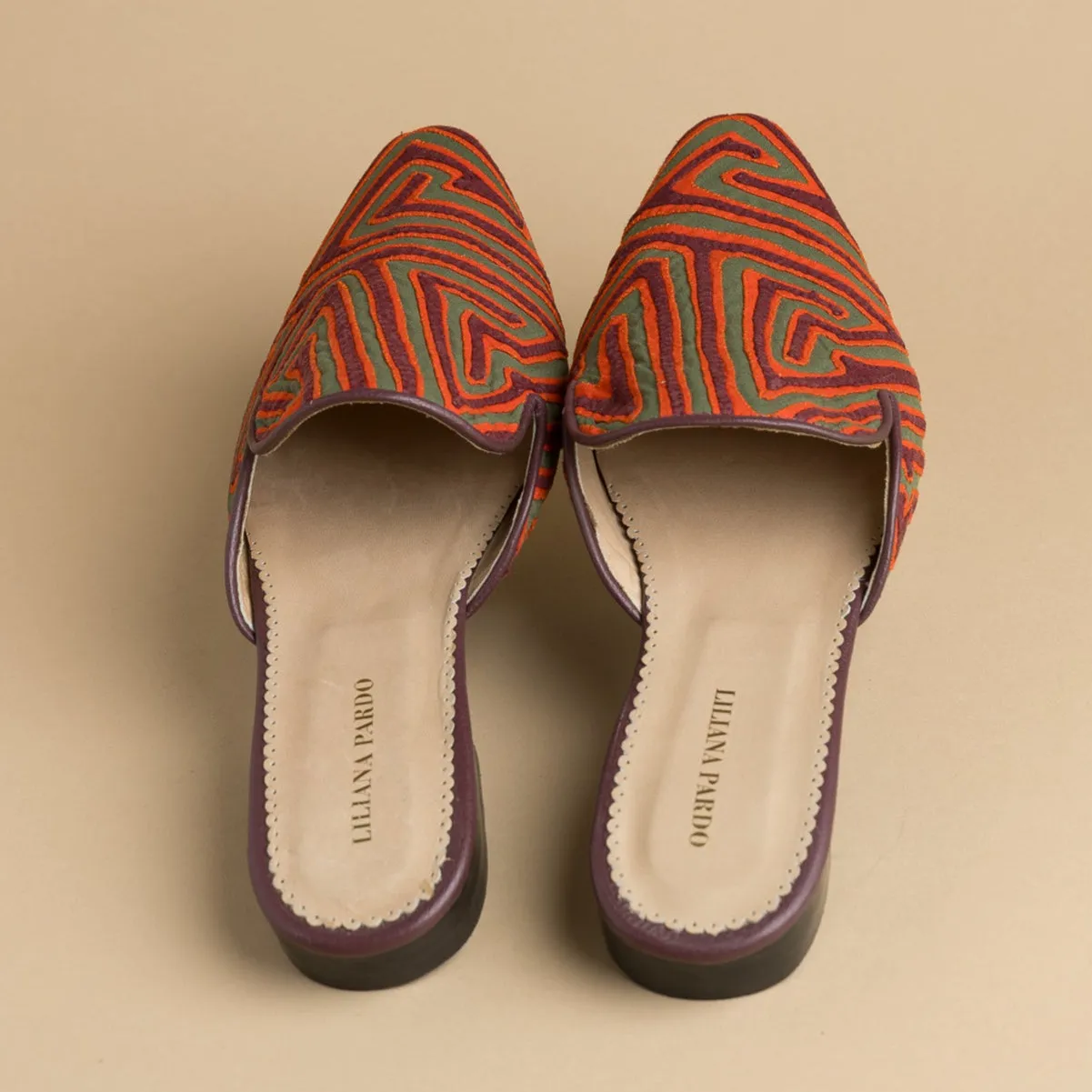 Mola Mules | Wine Orange & Olive Green