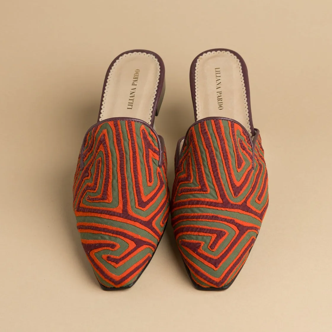 Mola Mules | Wine Orange & Olive Green