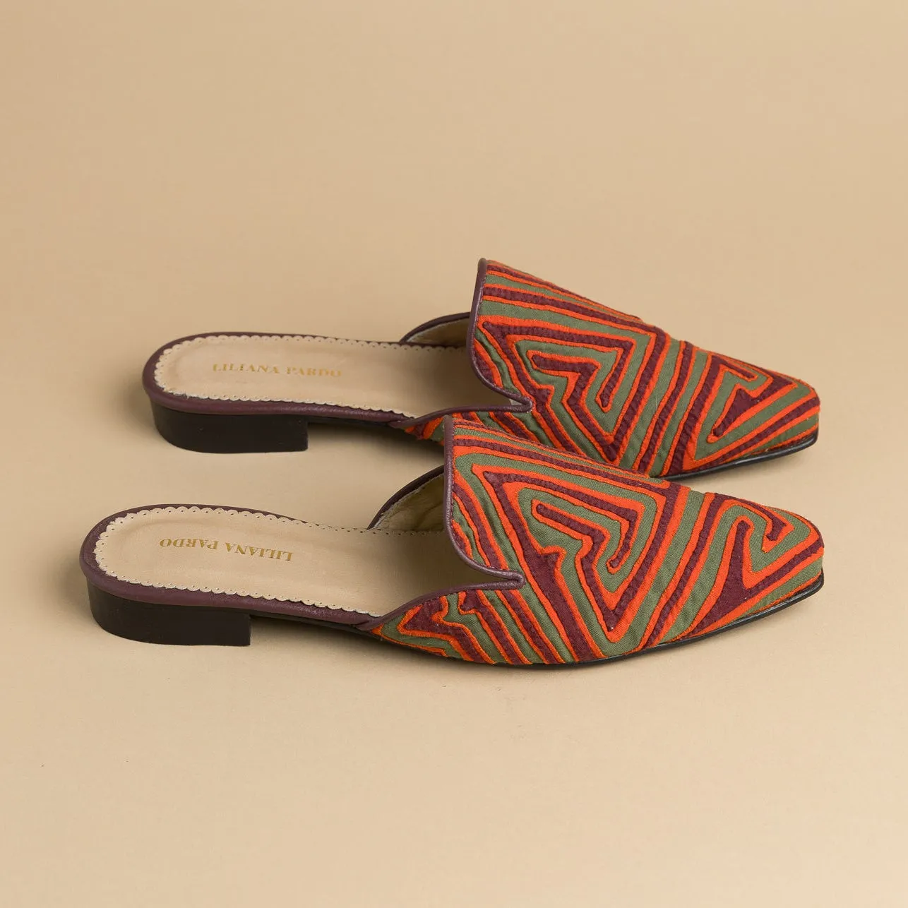 Mola Mules | Wine Orange & Olive Green
