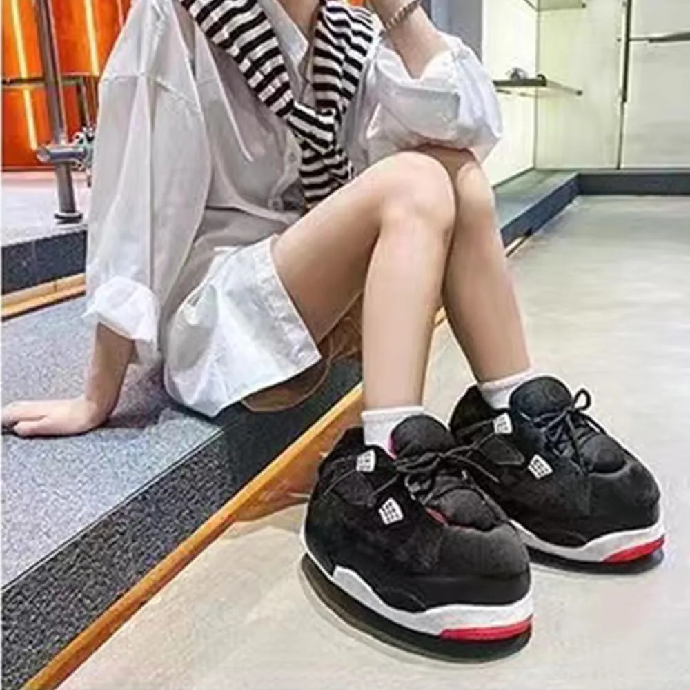 MOLERFO Sneaker Slippers Non Slip Sole Indoor House Plush Slippers Unisex Indoor Floor Cotton Shoes