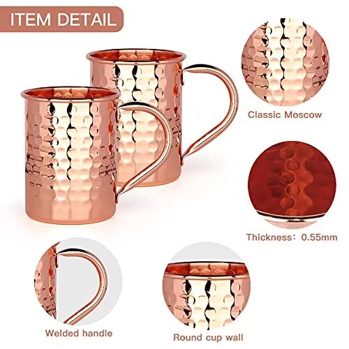 Moscow Mule Mugs Set of 2, 13 oz Advanced Mixology Cocktail Copper Cups Drinkware Mug for Gift