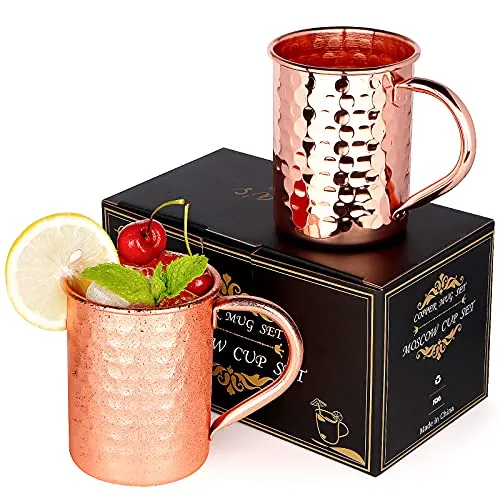 Moscow Mule Mugs Set of 2, 13 oz Advanced Mixology Cocktail Copper Cups Drinkware Mug for Gift