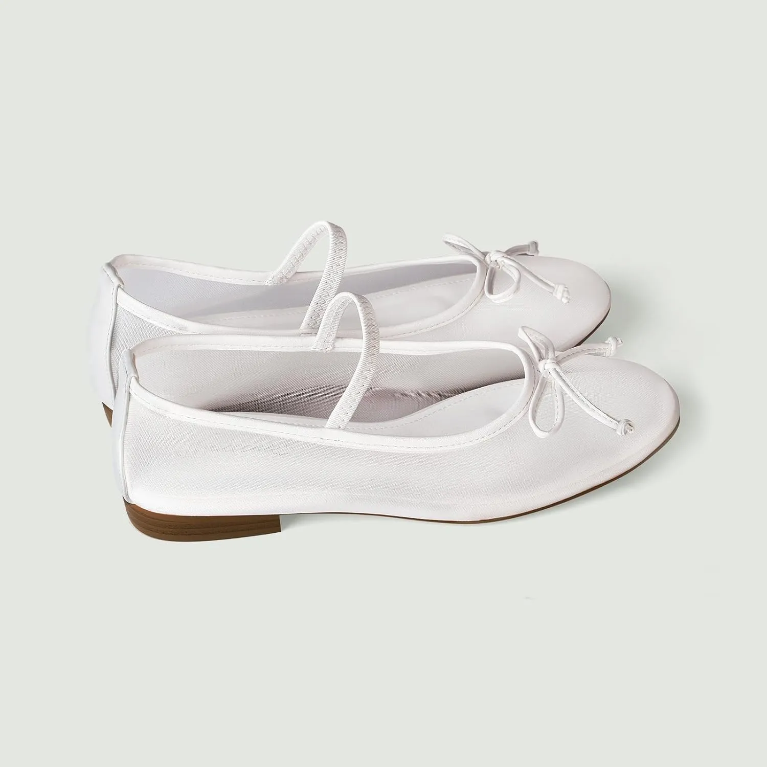 MUCCCUTE Mesh Ballet Flats for Women Round Toe Mesh Mary Jane Flats Shoes with Strap Ballerina Shoes Casual Dressy Office
