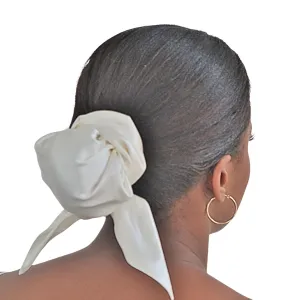 Mulberry Silk Hair Bun Cover, 100% Silk Satin Hair Bun Scarf, Bun Holder, Silk Satin Hair Protection Accessory Ivory