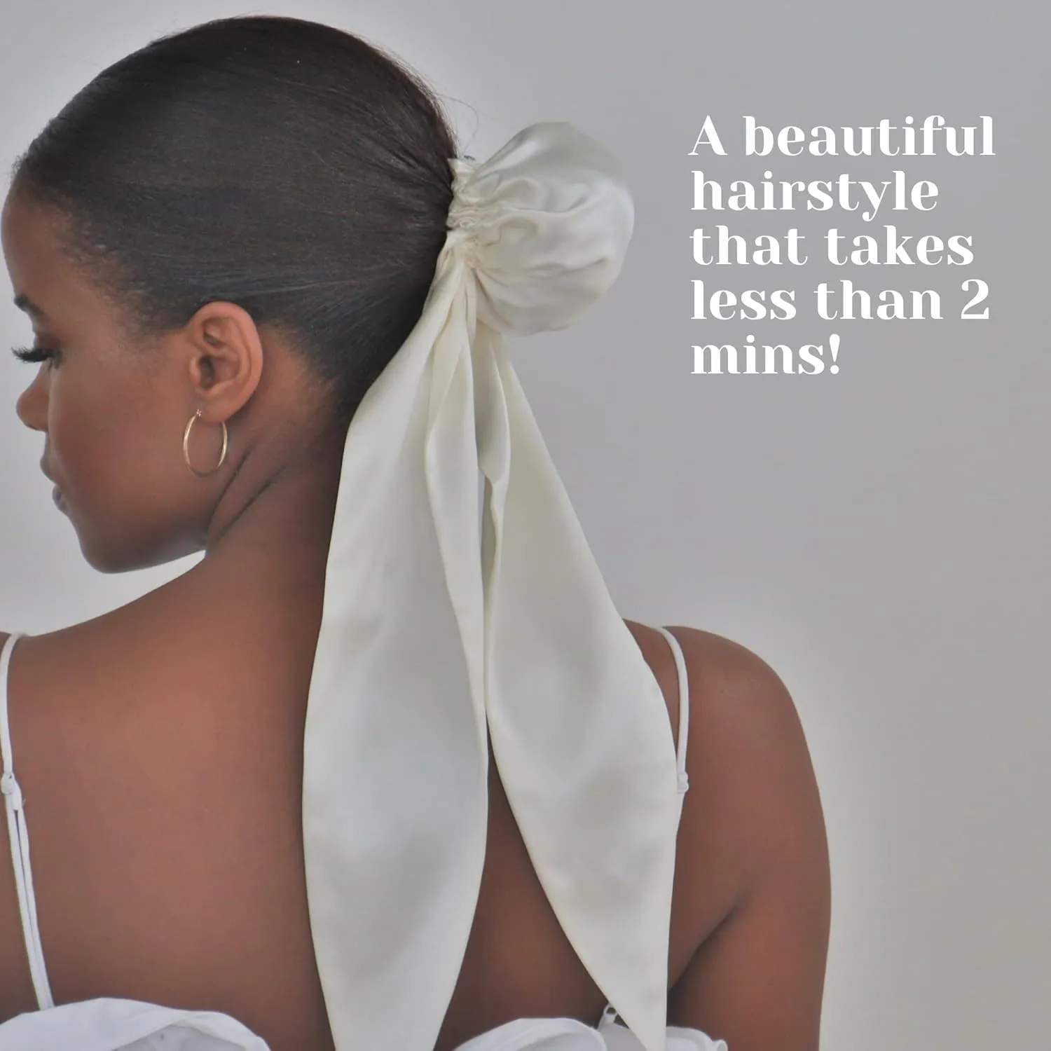 Mulberry Silk Hair Bun Cover, 100% Silk Satin Hair Bun Scarf, Bun Holder, Silk Satin Hair Protection Accessory Ivory