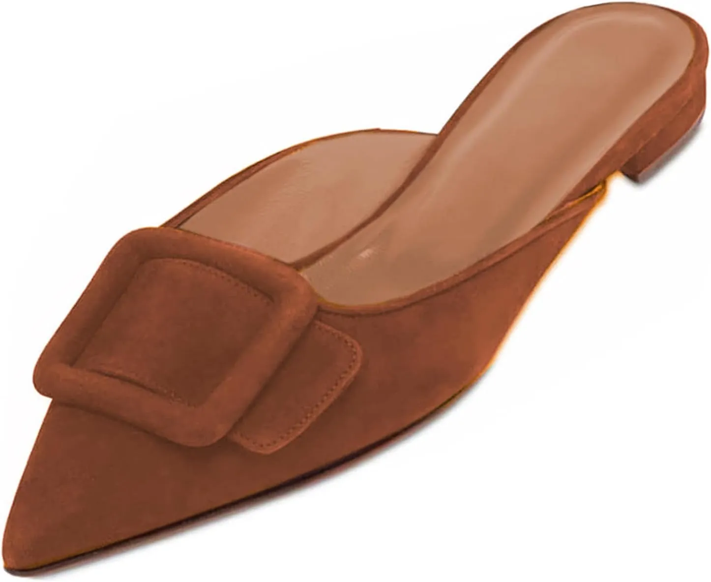 Mules for Women,Slingback Buckle Flat Mules Pointed Toe Slide Shoes