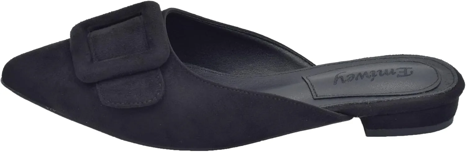 Mules for Women,Slingback Buckle Flat Mules Pointed Toe Slide Shoes