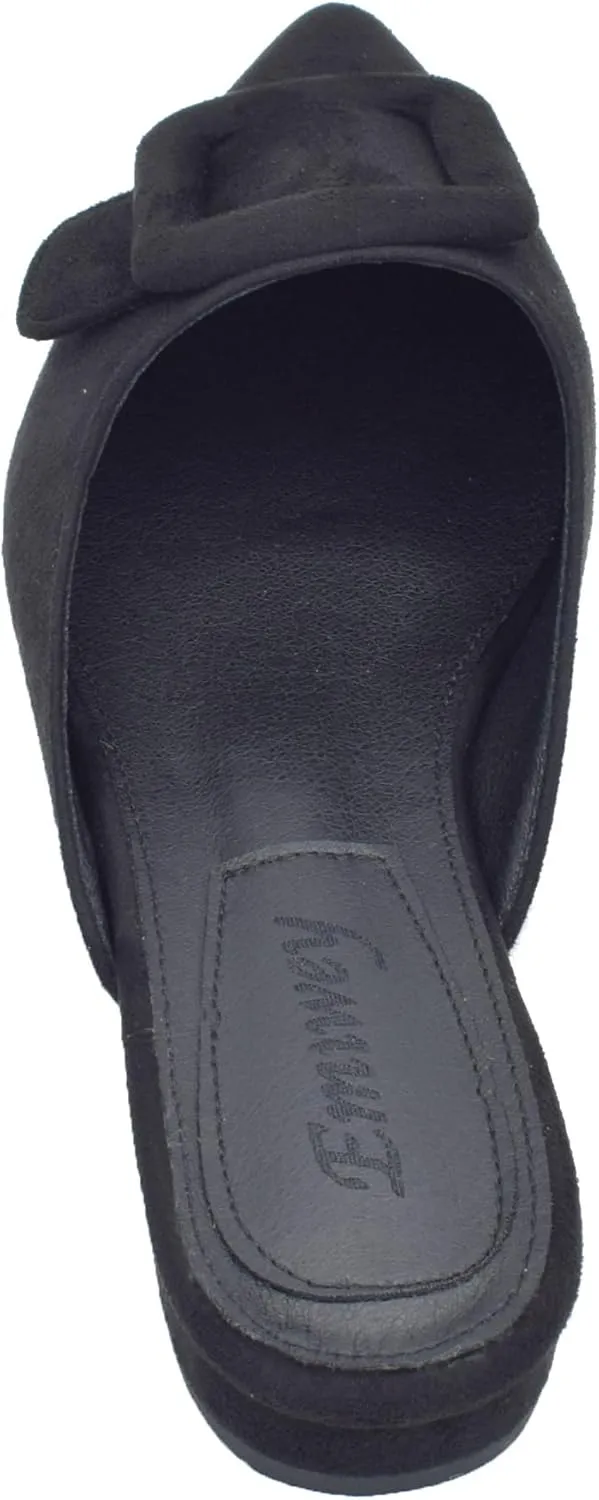 Mules for Women,Slingback Buckle Flat Mules Pointed Toe Slide Shoes