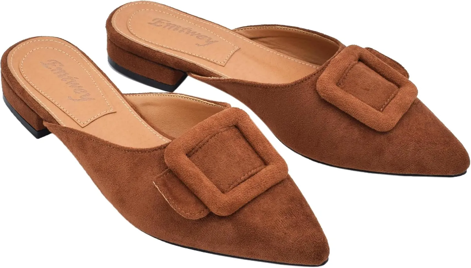 Mules for Women,Slingback Buckle Flat Mules Pointed Toe Slide Shoes