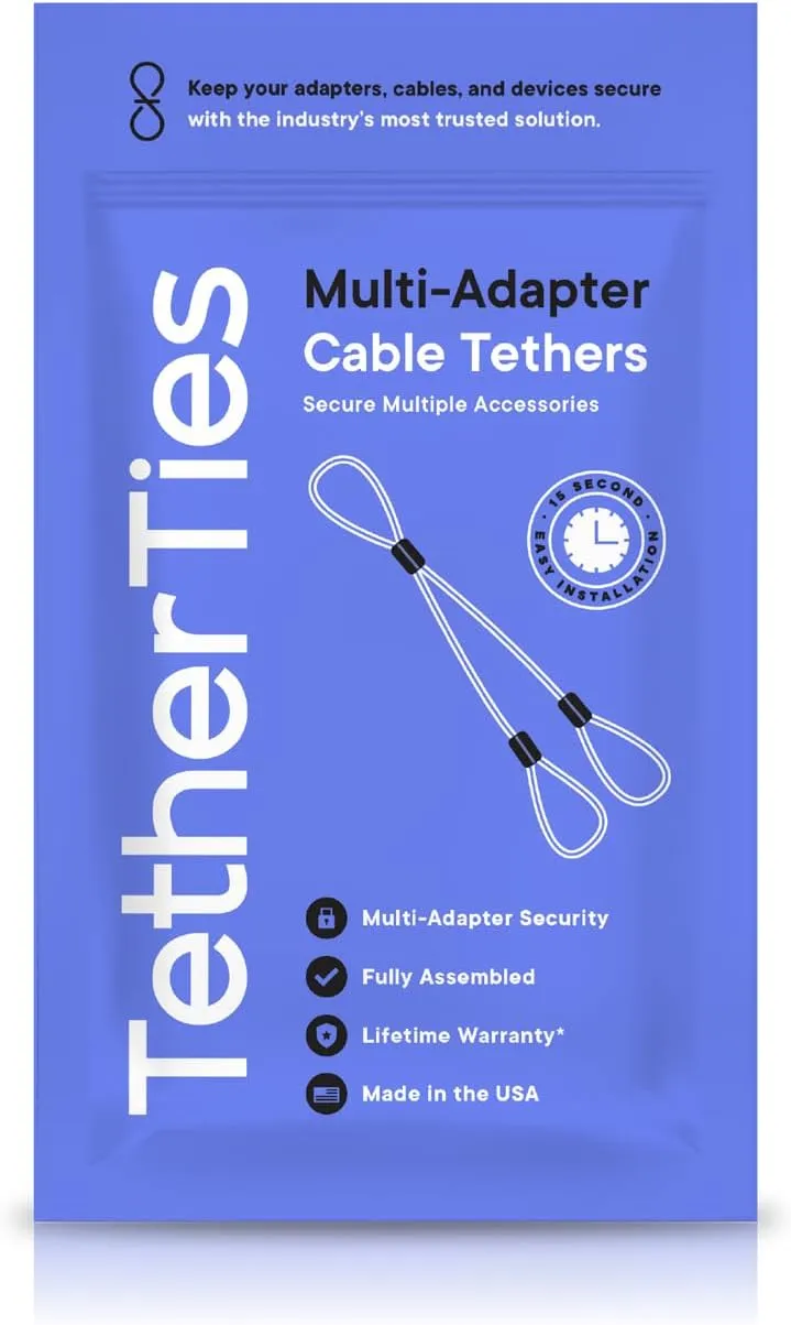 Multi-Adapter Cable Tethers Kit - Nylon Coated Stainless Steel Wire Tether Cable - Easy Installation - Secure Remote Control Tethers, Adapters, Dongles & More - Free Crimping Tool