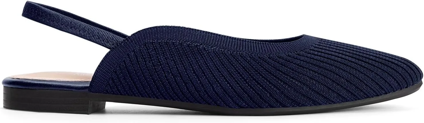 MUSSHOE Women's Blue Mesh Slingback Flats - Pointed Toe, Peep Toe, Slip On, Flat Heel, Casual Office Shoes