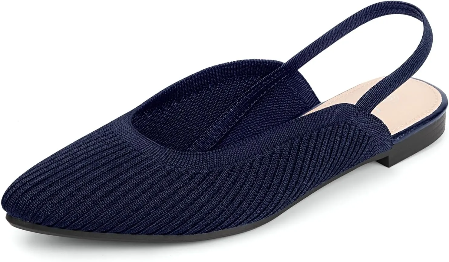 MUSSHOE Women's Blue Mesh Slingback Flats - Pointed Toe, Peep Toe, Slip On, Flat Heel, Casual Office Shoes