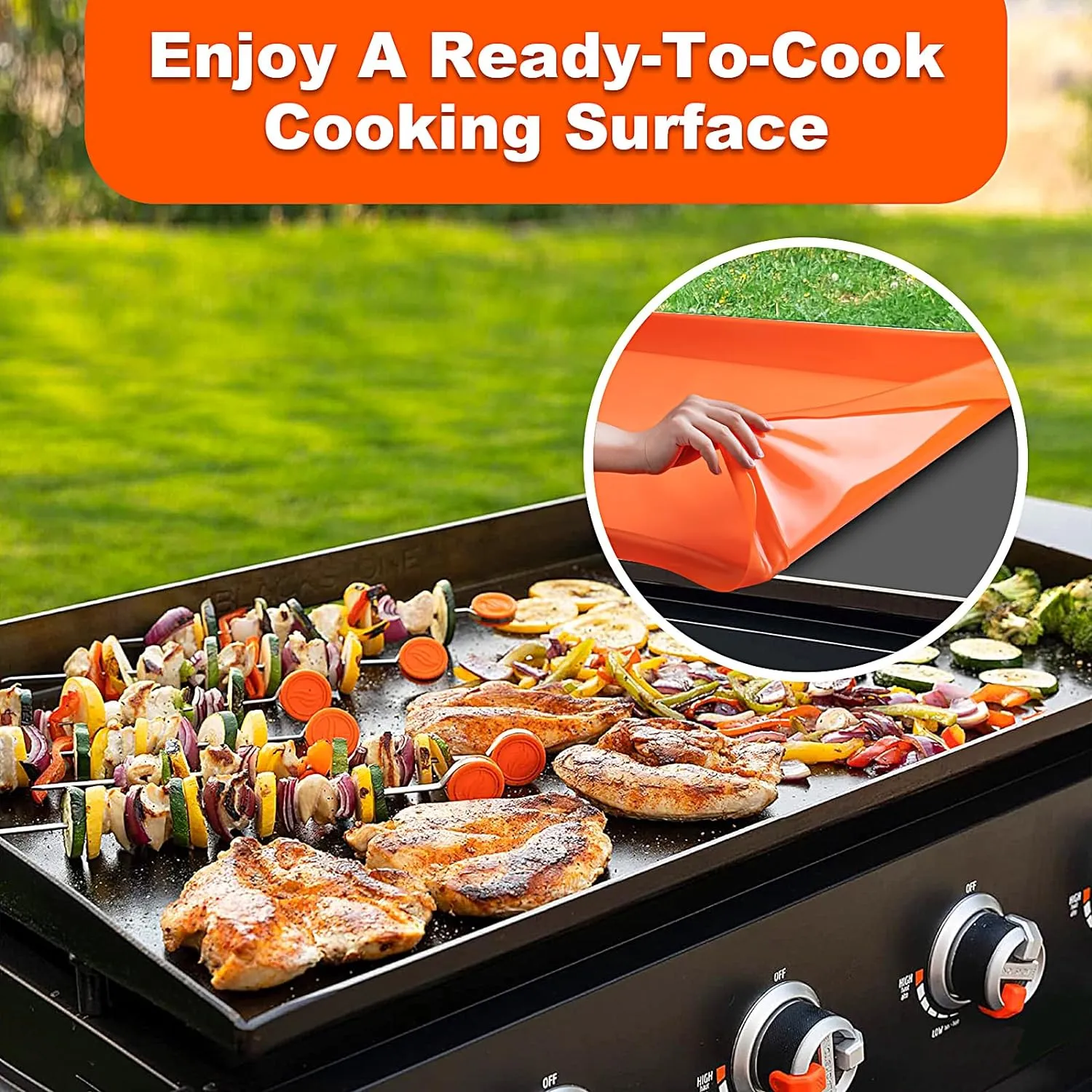 NancyL Griddle Mat Silicone Protective Cover, Full-Edge 28" Grill Cover Blackstone Accessories for Blackstone 28 Inch Griddle, Heavy Duty Food Grade Grill Cover