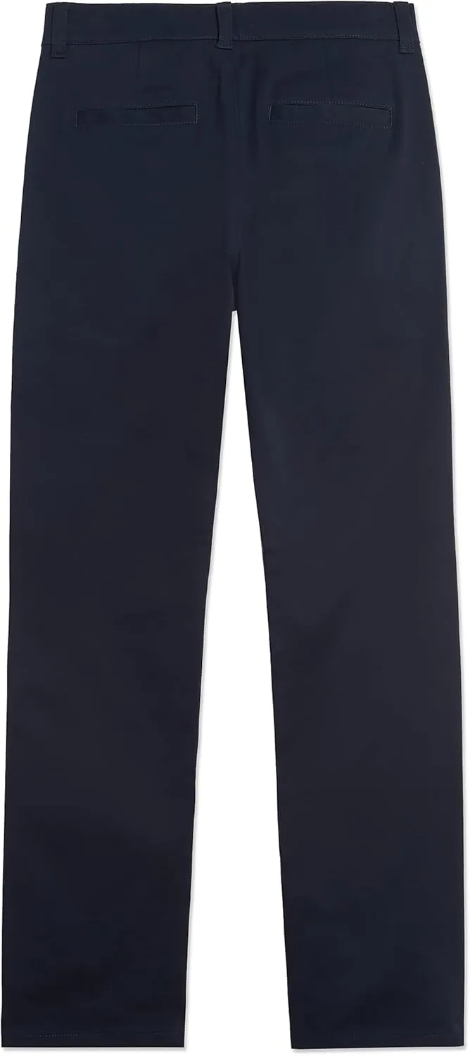 Nautica Boys' Flat Front Stretch Twill Chino Khaki Pant